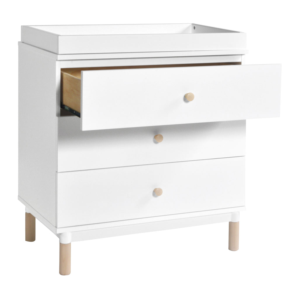 M12923WNX,Gelato 3-Drawer Changer Dresser  Washed Natural Ft w/Removable Changing Tray in White