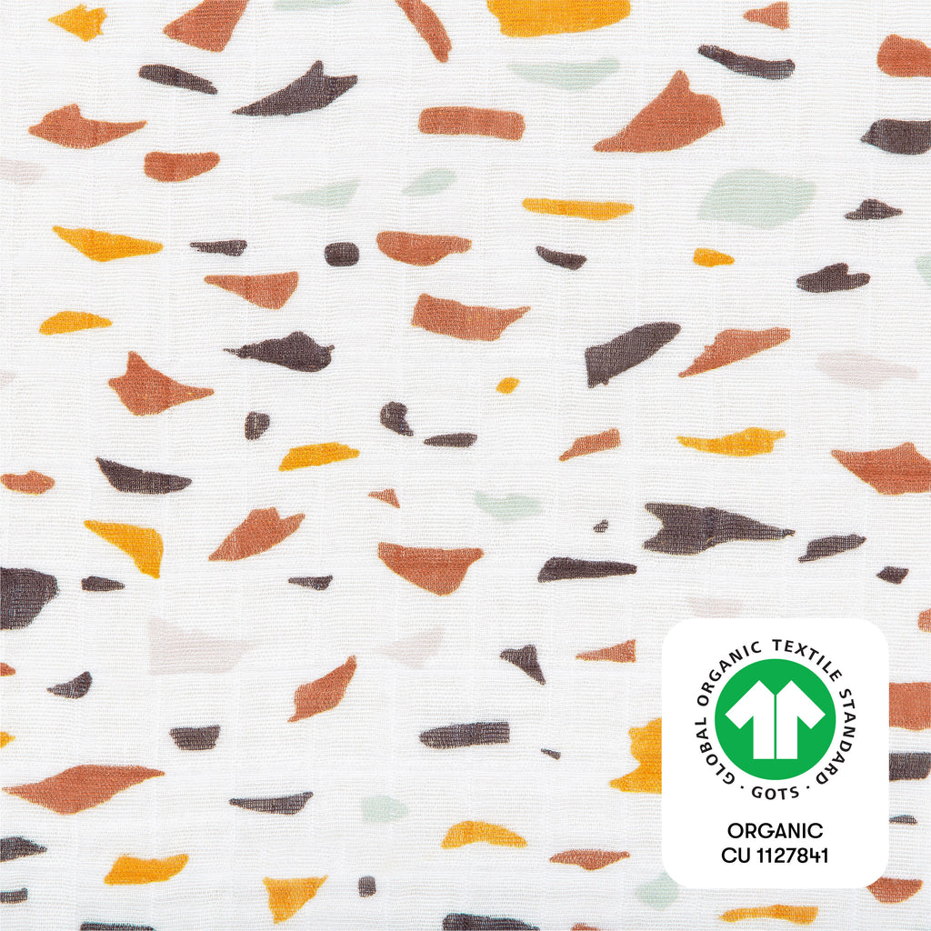 T29135,Terrazzo Muslin Crib Sheet in GOTS Certified Organic Cotton