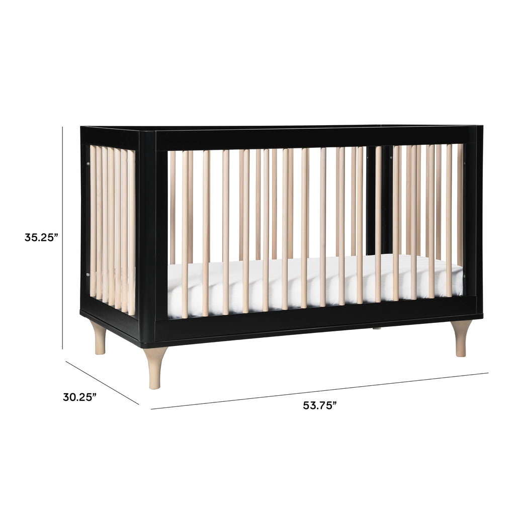 M9001BNX,Lolly 3-in-1 Convertible Crib w/Toddler Bed Conversion in Black/WashedNatural