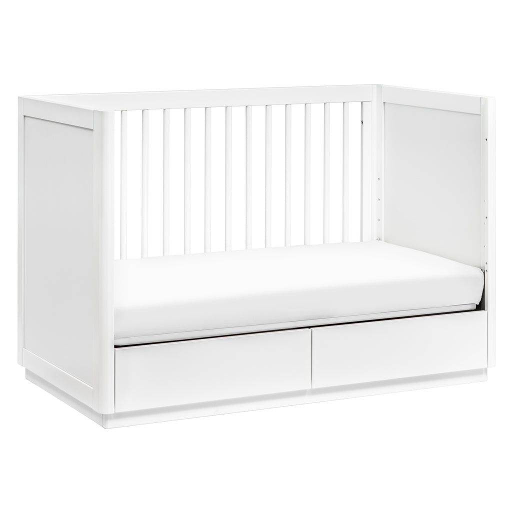 M21601W,Bento 3-in-1 Convertible Storage Crib w/Toddler Bed Conversion Kit in White